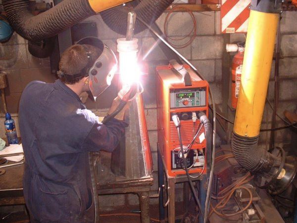 Tig welder at work in the Valentine Engineering workshop